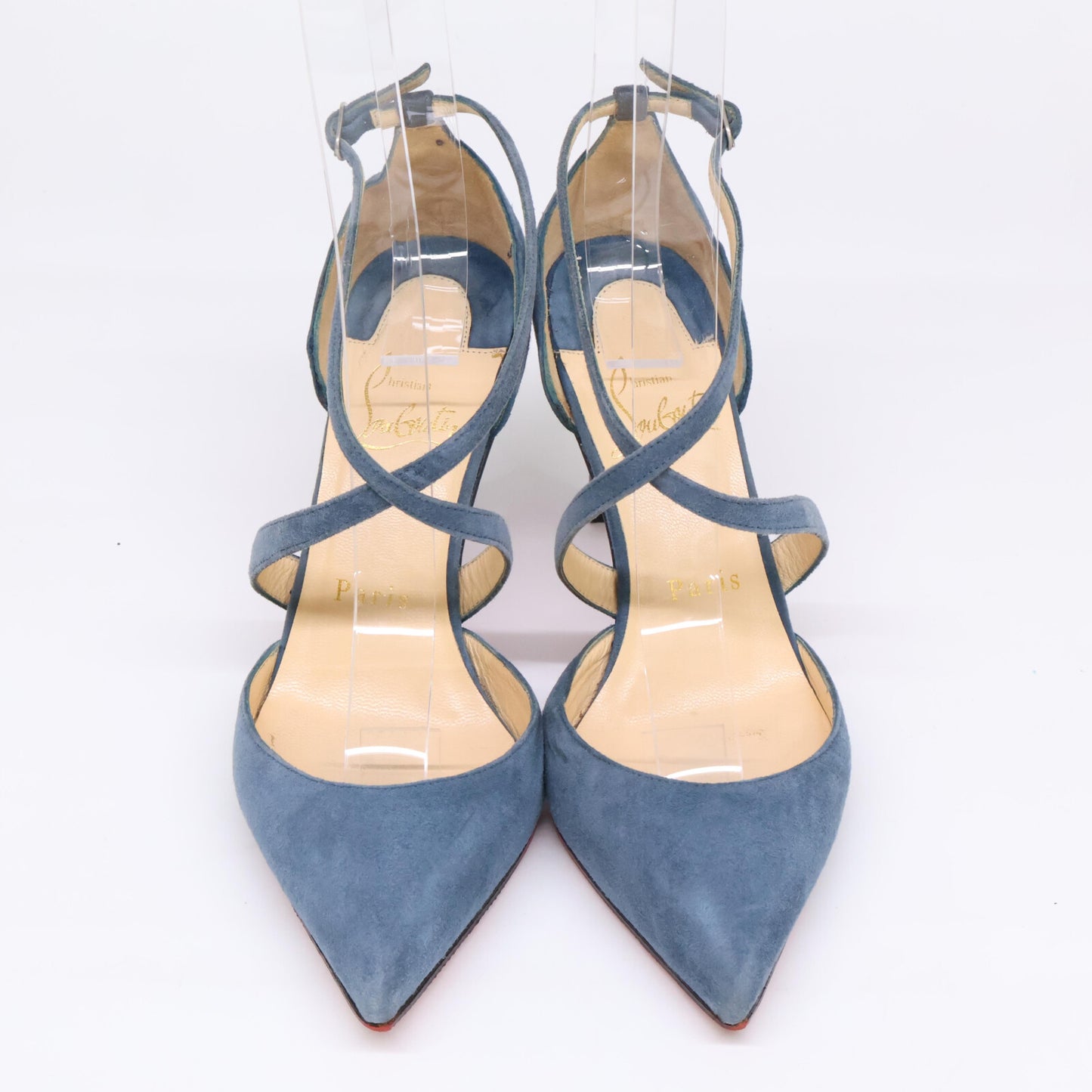 Christian Louboutin クリスチャンルブタン スエード クロスストラップ ポインテッドトゥ シューズ 34 1/2