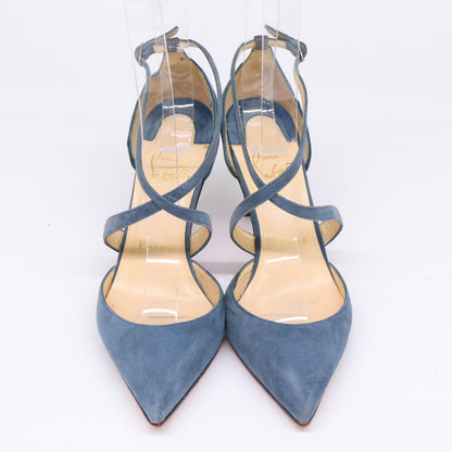 Christian Louboutin クリスチャンルブタン スエード クロスストラップ ポインテッドトゥ シューズ 34 1/2