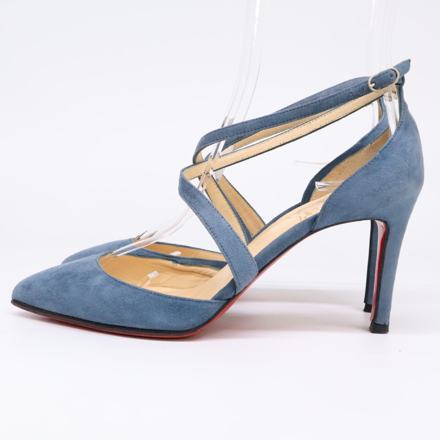 Christian Louboutin クリスチャンルブタン スエード クロスストラップ ポインテッドトゥ シューズ 34 1/2