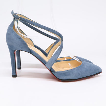 Christian Louboutin クリスチャンルブタン スエード クロスストラップ ポインテッドトゥ シューズ 34 1/2