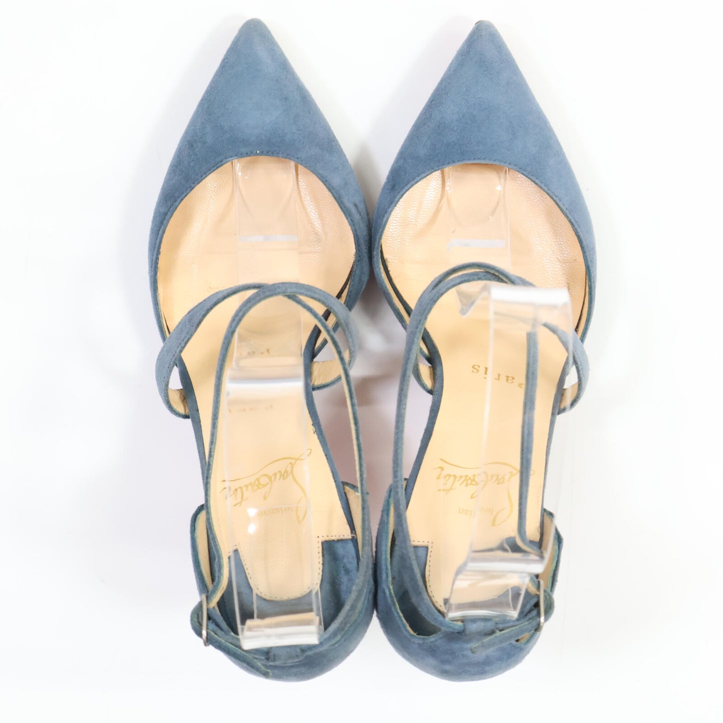 Christian Louboutin クリスチャンルブタン スエード クロスストラップ ポインテッドトゥ シューズ 34 1/2
