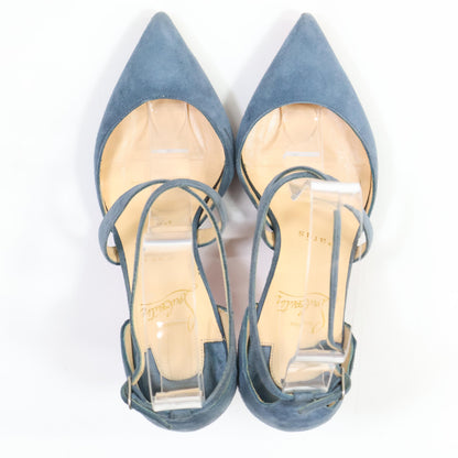 Christian Louboutin クリスチャンルブタン スエード クロスストラップ ポインテッドトゥ シューズ 34 1/2