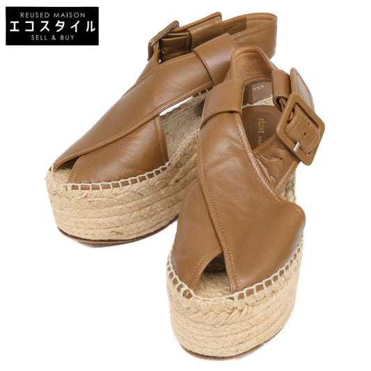 CELINE セリーヌ 【美品】オープントゥ エスパドリーユ ウェッジソール サンダル シューズ 34