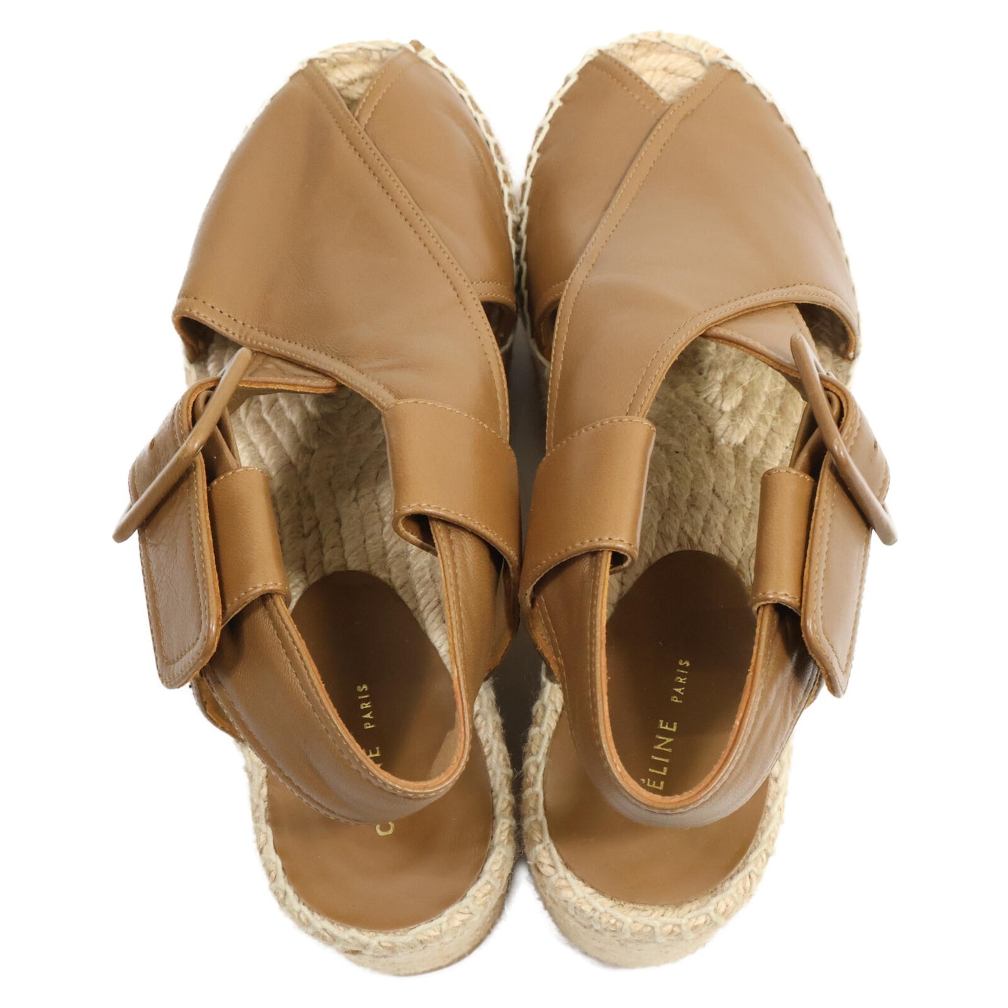 CELINE セリーヌ 【美品】オープントゥ エスパドリーユ ウェッジソール サンダル シューズ 34