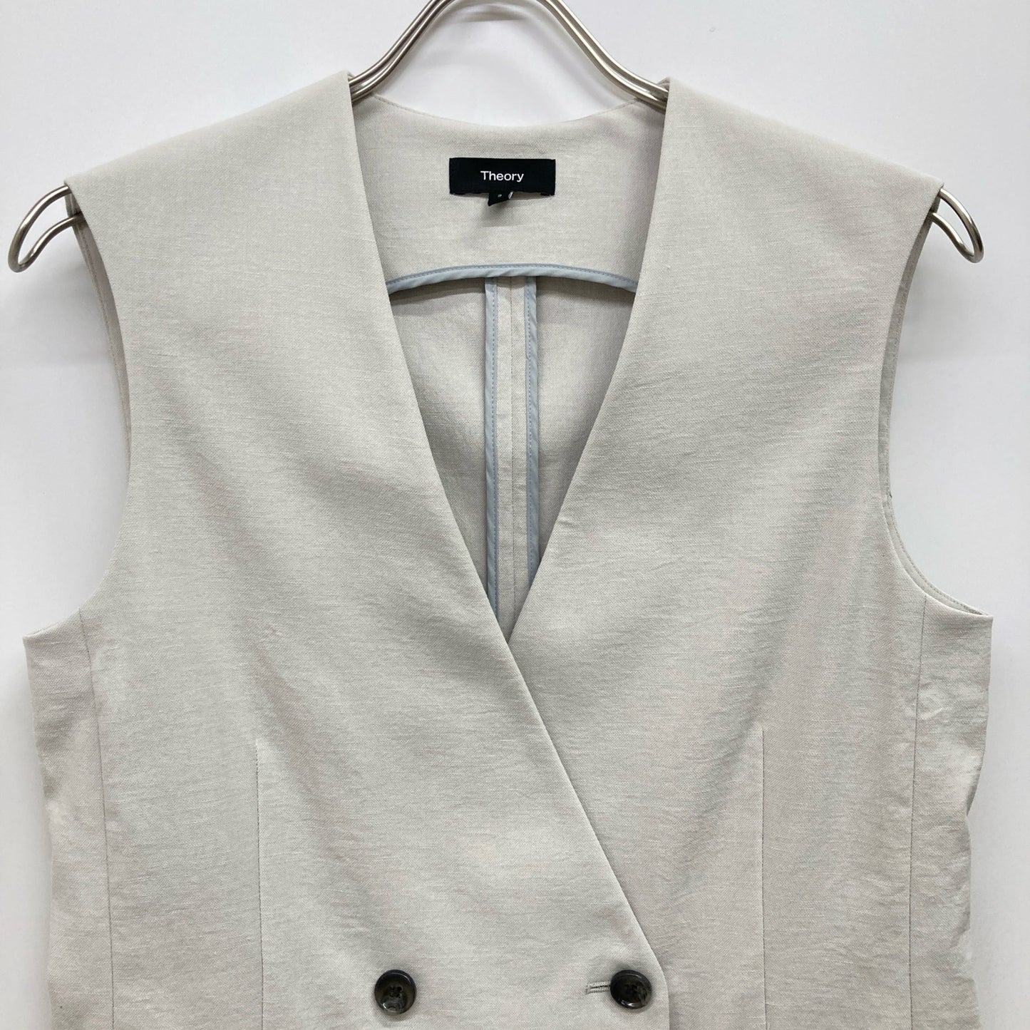 Theory セオリー 23年 SEAM VT STRETCH OXFORD リネン混ロングジレ ベスト 2