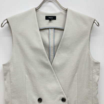 Theory セオリー 23年 SEAM VT STRETCH OXFORD リネン混ロングジレ ベスト 2