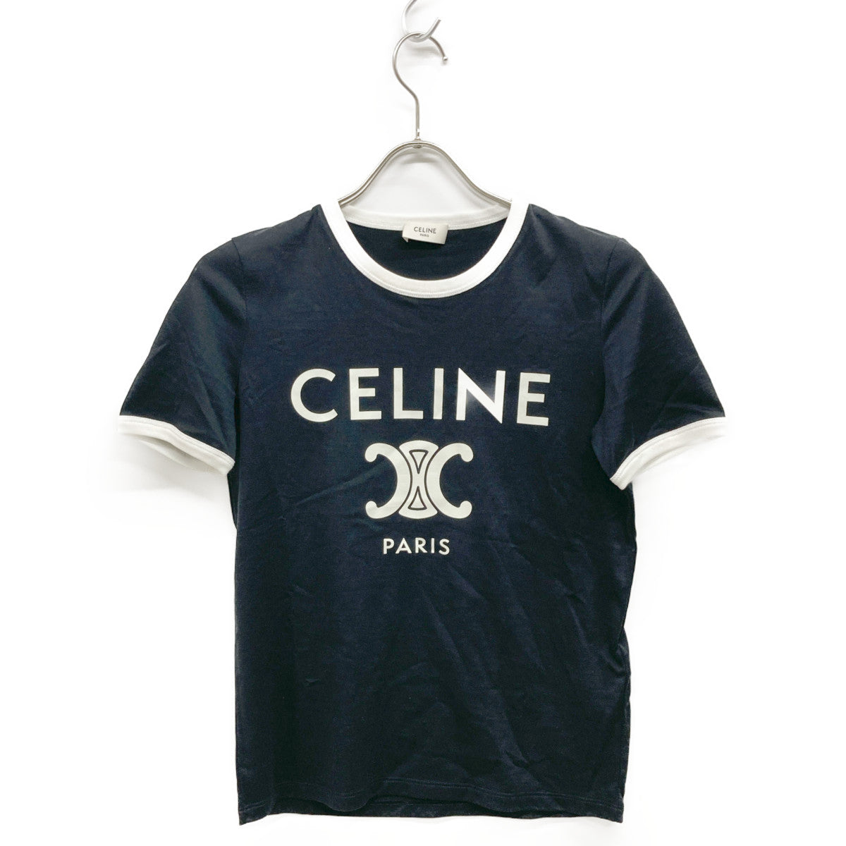 CELINE セリーヌ ﾌﾞﾗｯｸ 2X872671Q.38AW ﾄﾘｵﾝﾌ Tｼｬﾂ トップス XS
