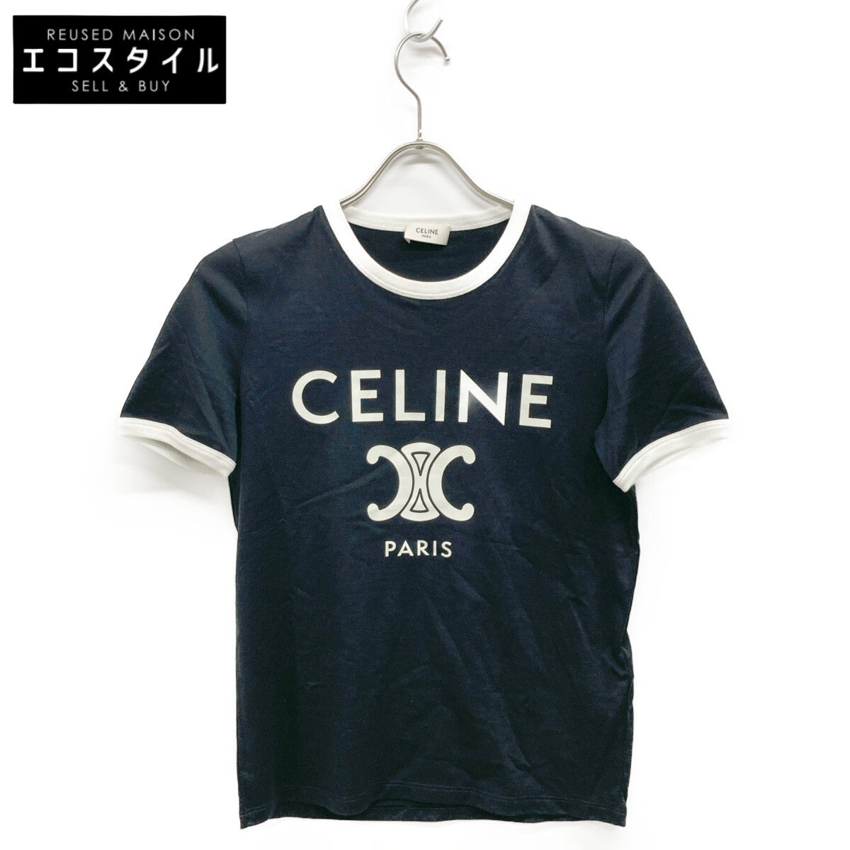 CELINE セリーヌ ﾌﾞﾗｯｸ 2X872671Q.38AW ﾄﾘｵﾝﾌ Tｼｬﾂ トップス XS