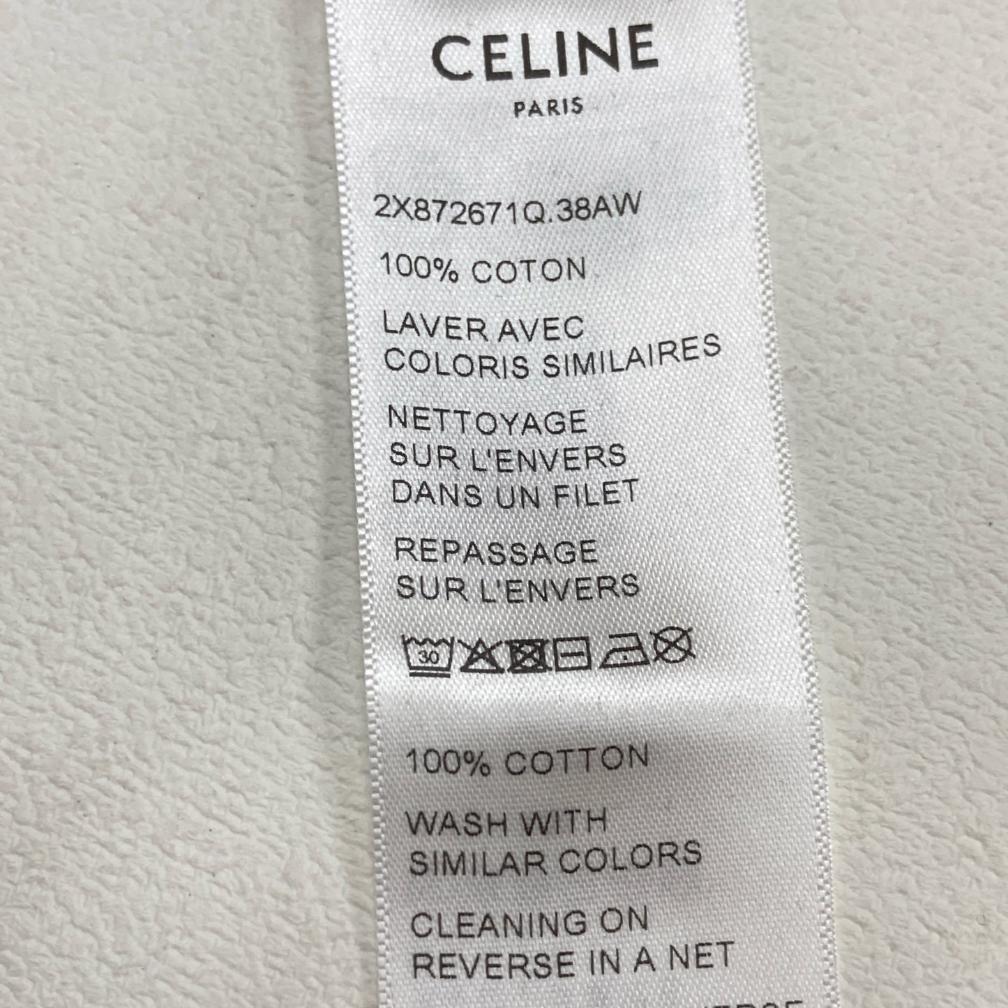 CELINE セリーヌ ﾌﾞﾗｯｸ 2X872671Q.38AW ﾄﾘｵﾝﾌ Tｼｬﾂ トップス XS