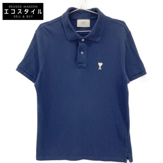 AMI PARIS アミパリス ﾈｲﾋﾞｰ ﾎﾜｲﾄﾛｺﾞ ﾎﾟﾛｼｬﾂ トップス L