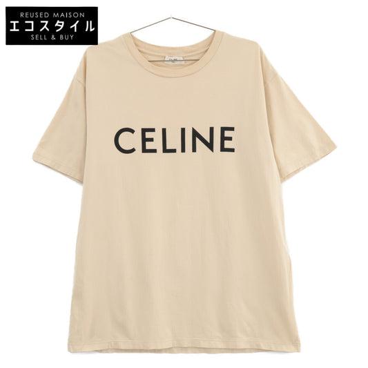 CELINE セリーヌ ﾍﾞｰｼﾞｭ 2X681671Q ｺｯﾄﾝ ﾛｺﾞ 半袖Tｼｬﾂ トップス XS