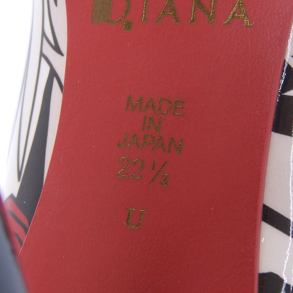 Diana ダイアナ 新品同様 ×マレフィセント クルエラ パテントレザー ヒールパンプス レディース ホワイト ブラック 22 1/2 シューズ 22.5