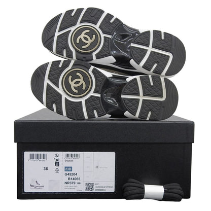 CHANEL シャネル スエードソックススニーカー シューズ レディース アイボリー ライトグレー ブラック 36 36G45204 23AW シューズ 36