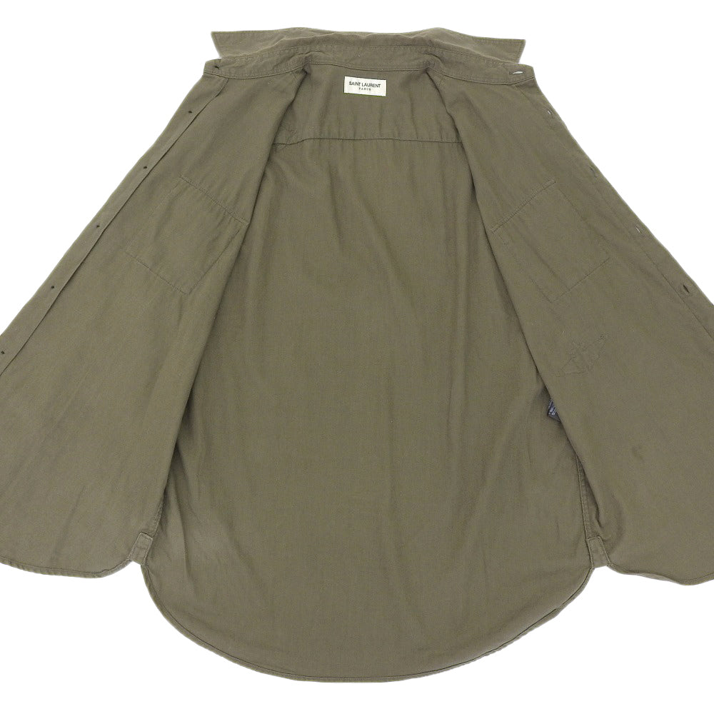 SAINT LAURENT PARIS サンローランパリ コットン 長袖シャツ トップス メンズ カーキ S 483073 トップス S