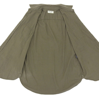 SAINT LAURENT PARIS サンローランパリ コットン 長袖シャツ トップス メンズ カーキ S 483073 トップス S