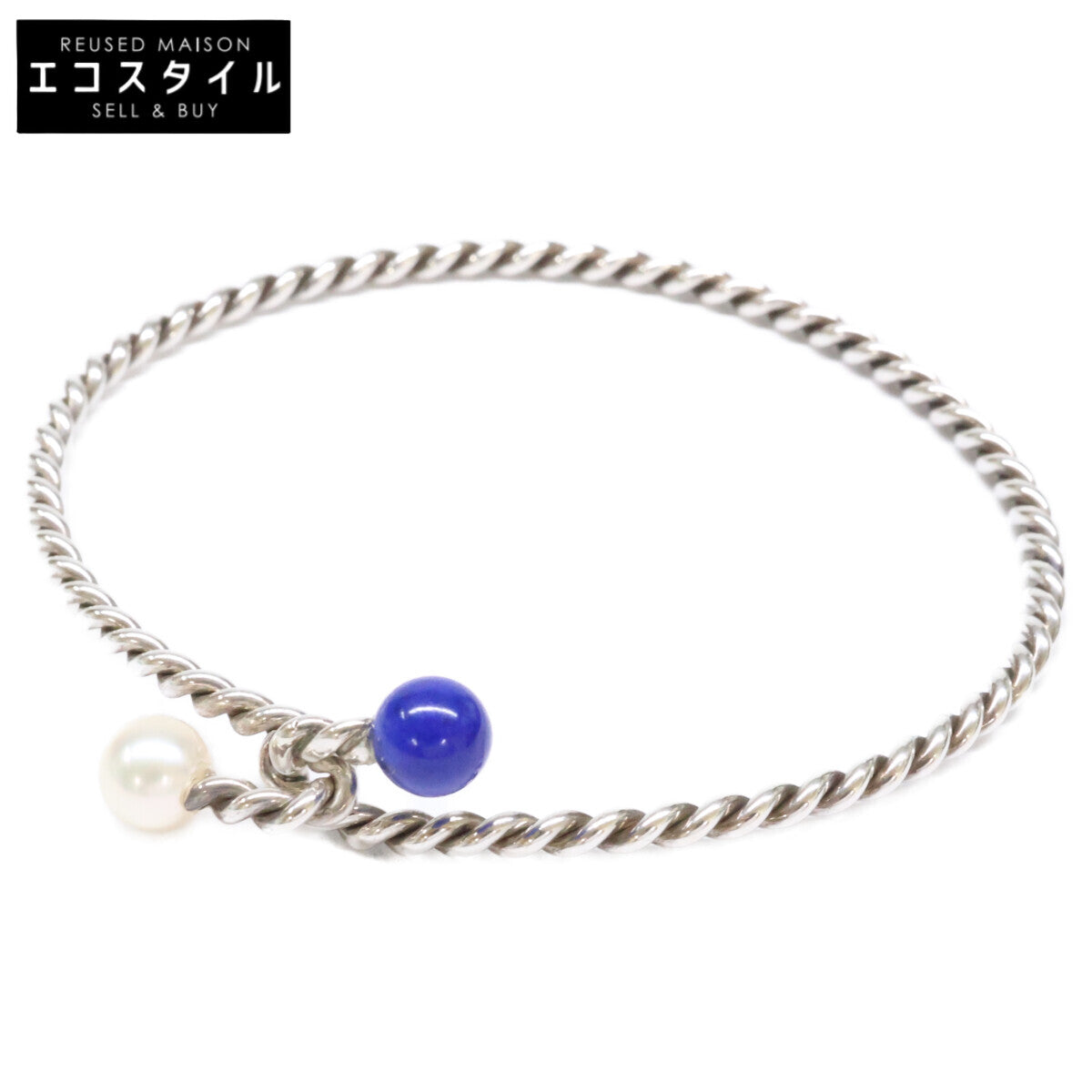 TIFFANY&Co. ティファニー 【美品】925 ラピスラズリ/パール ツイスト バングル