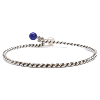 TIFFANY&Co. ティファニー 【美品】925 ラピスラズリ/パール ツイスト バングル