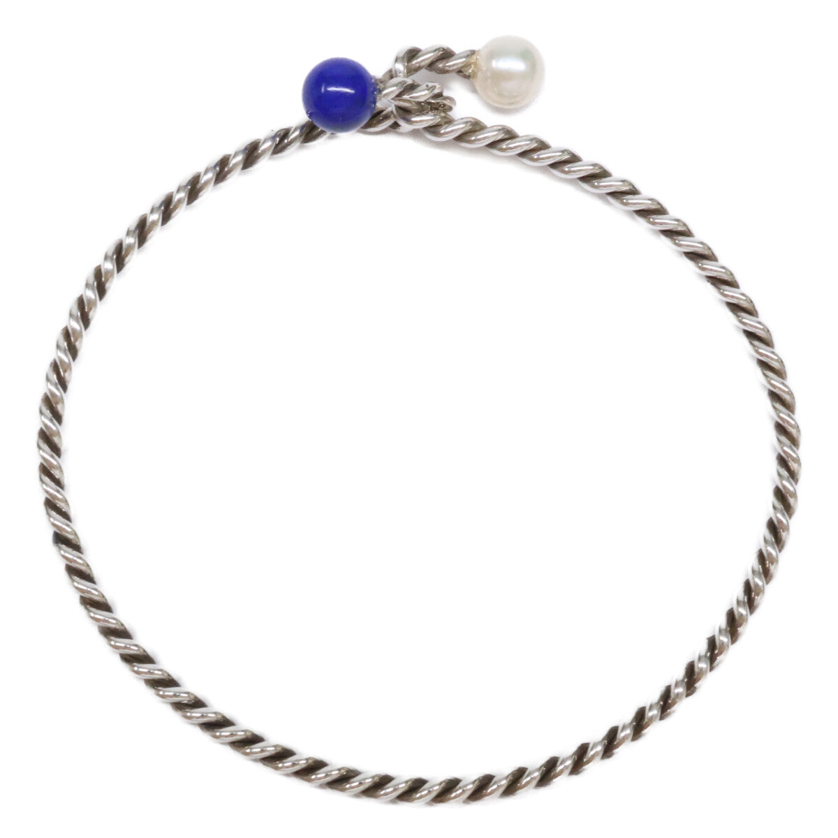 TIFFANY&Co. ティファニー 【美品】925 ラピスラズリ/パール ツイスト バングル