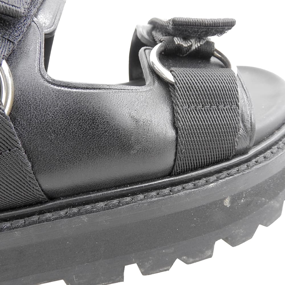 CELINE セリーヌ レザー×ファブリック サンダル BULKY シューズ レディース 黒 ブラック 38 1/2 RM1201 シューズ 38 1/2