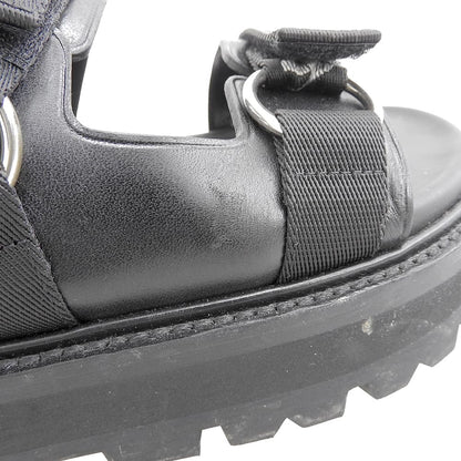 CELINE セリーヌ レザー×ファブリック サンダル BULKY シューズ レディース 黒 ブラック 38 1/2 RM1201 シューズ 38 1/2