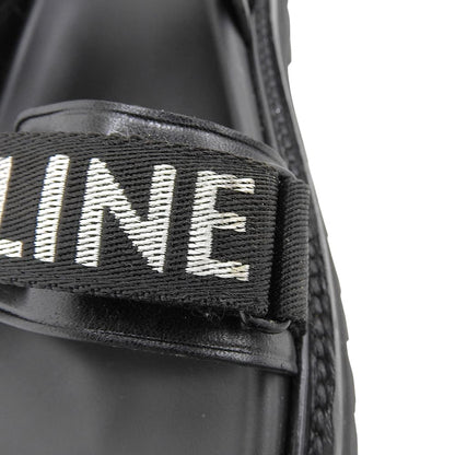 CELINE セリーヌ レザー×ファブリック サンダル BULKY シューズ レディース 黒 ブラック 38 1/2 RM1201 シューズ 38 1/2