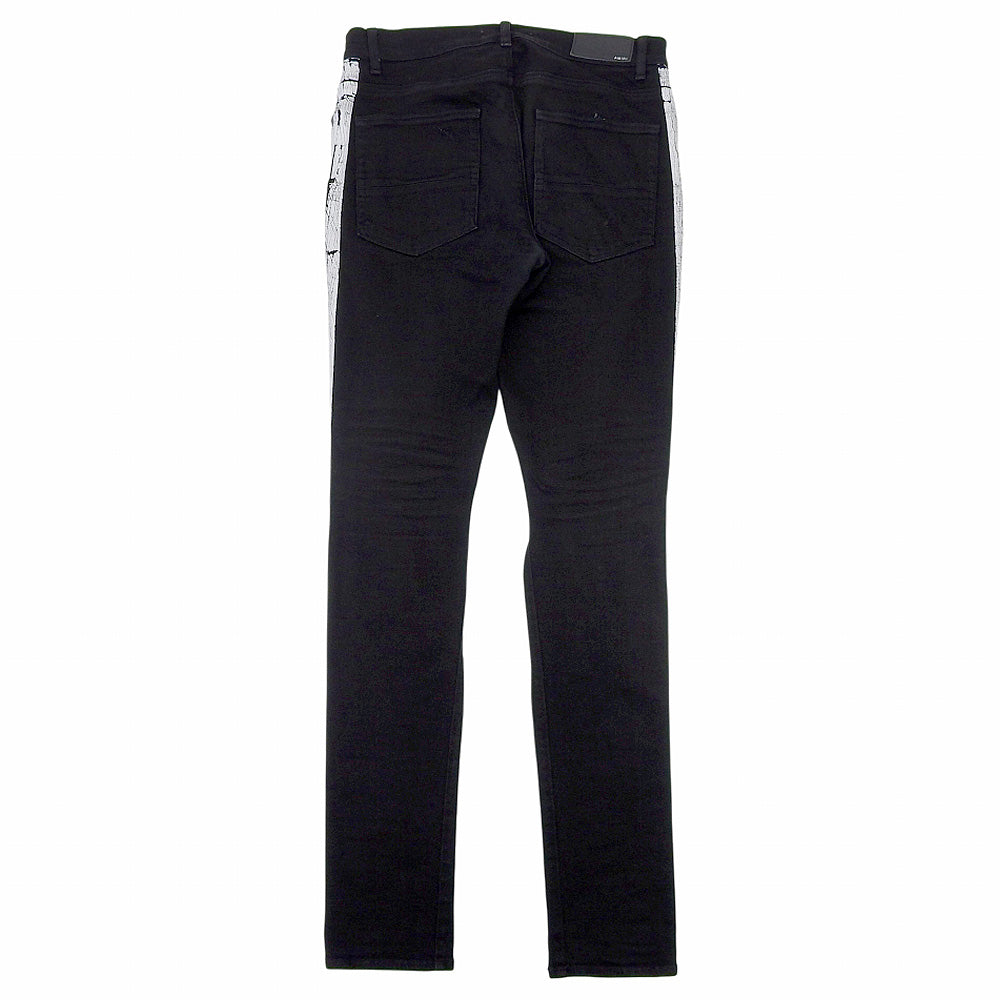 AMIRI アミリ ダメージ加工 サイドライン スキニー デニムパンツ ボトムス メンズ 黒 ブラック 34 ボトムス 34