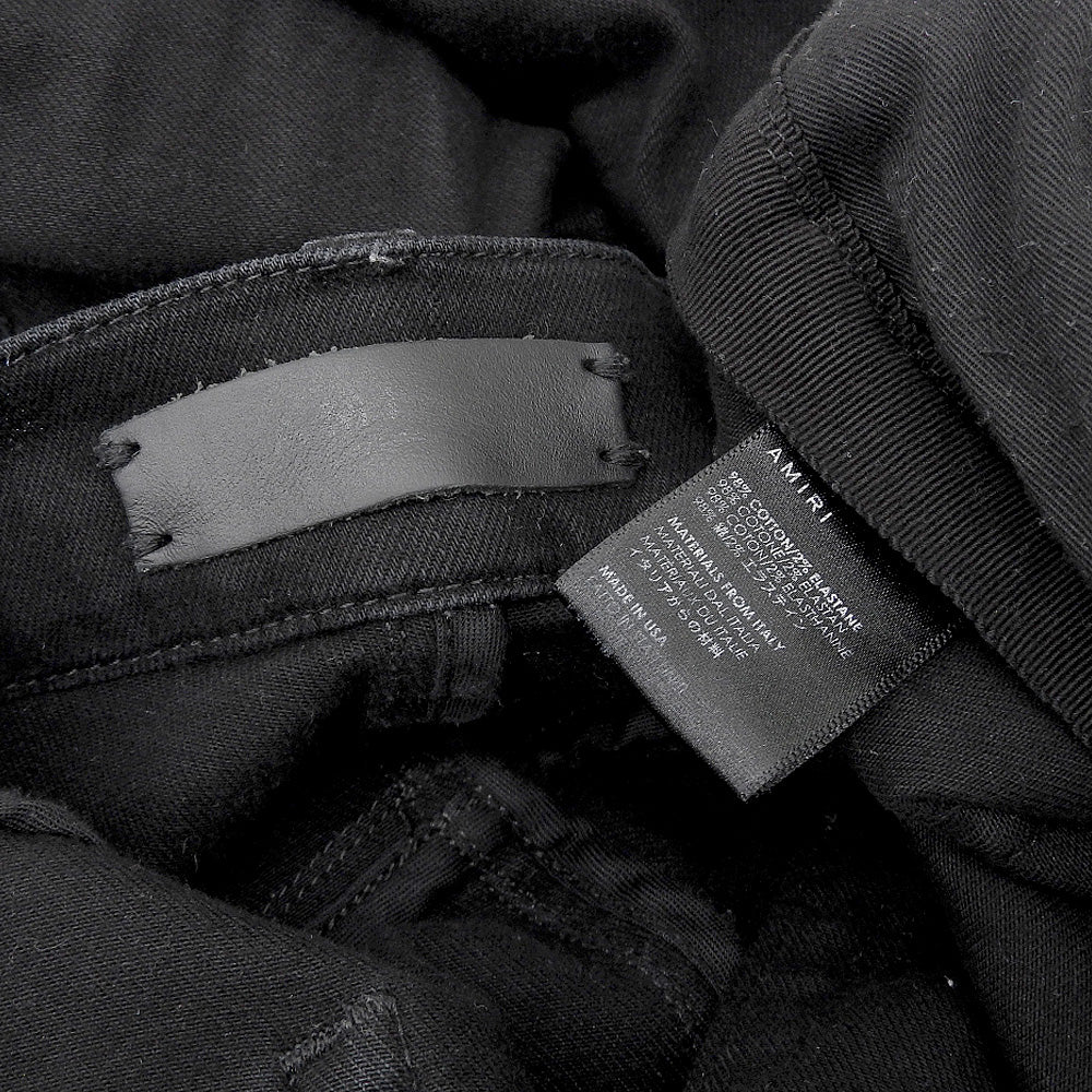 AMIRI アミリ ダメージ加工 サイドライン スキニー デニムパンツ ボトムス メンズ 黒 ブラック 34 ボトムス 34