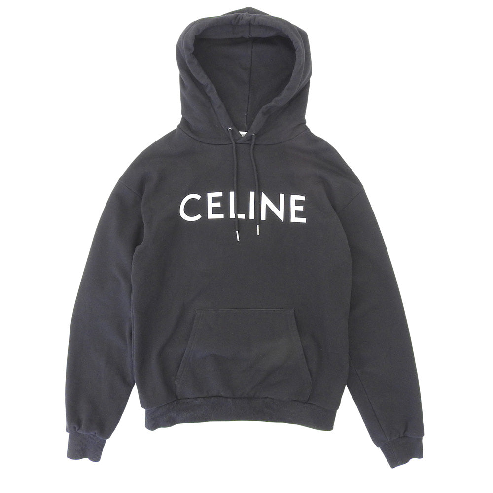 CELINE セリーヌ コットン ロゴプルオーバー パーカ トップス メンズ 黒 ブラック XS 2Y321670Q トップス XS