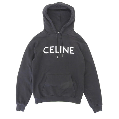 CELINE セリーヌ コットン ロゴプルオーバー パーカ トップス メンズ 黒 ブラック XS 2Y321670Q トップス XS