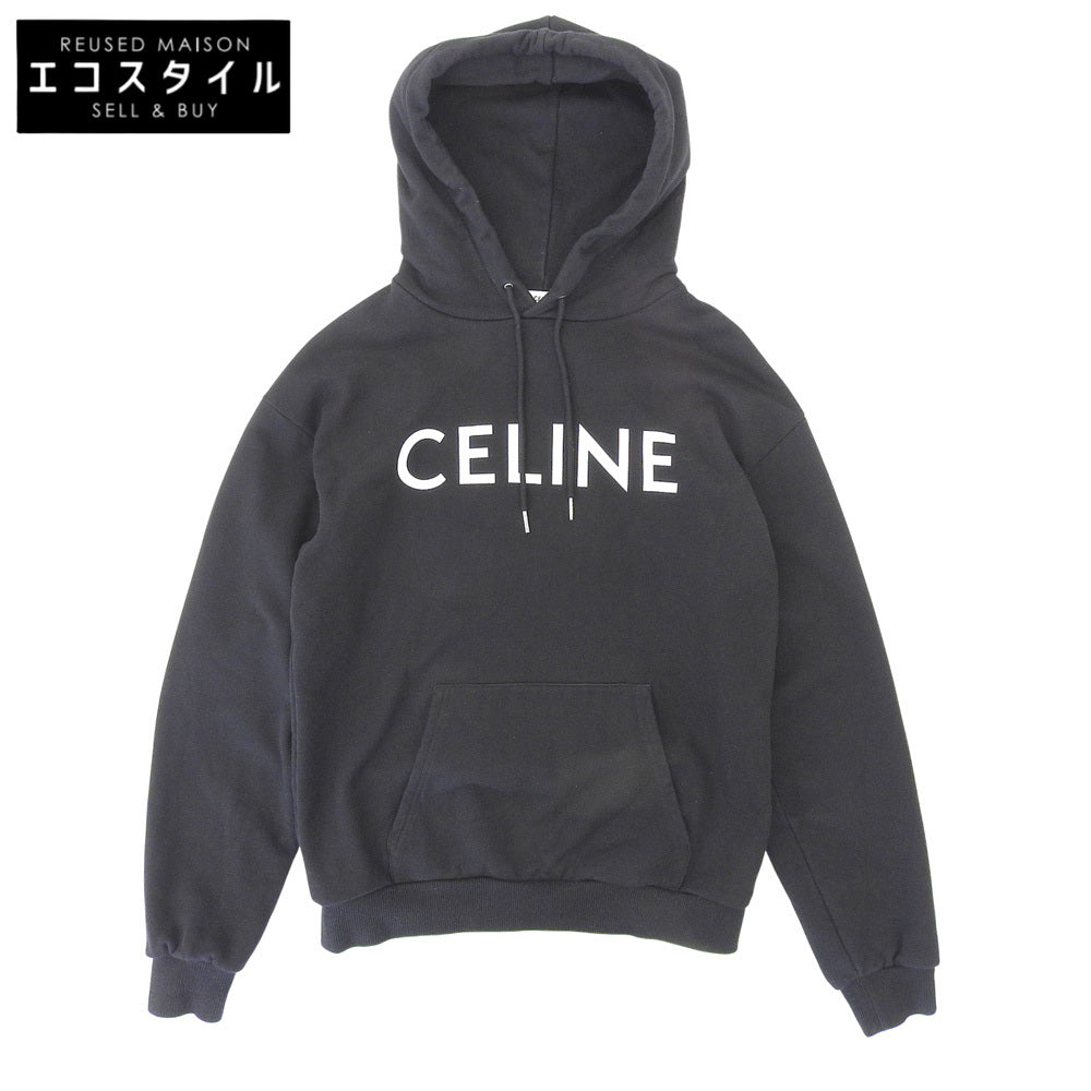 CELINE セリーヌ コットン ロゴプルオーバー パーカ トップス メンズ 黒 ブラック XS 2Y321670Q トップス XS