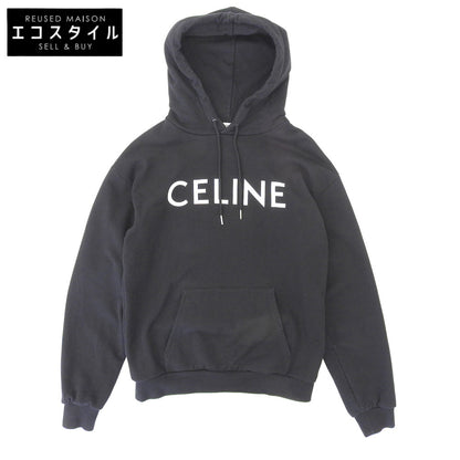 CELINE セリーヌ コットン ロゴプルオーバー パーカ トップス メンズ 黒 ブラック XS 2Y321670Q トップス XS
