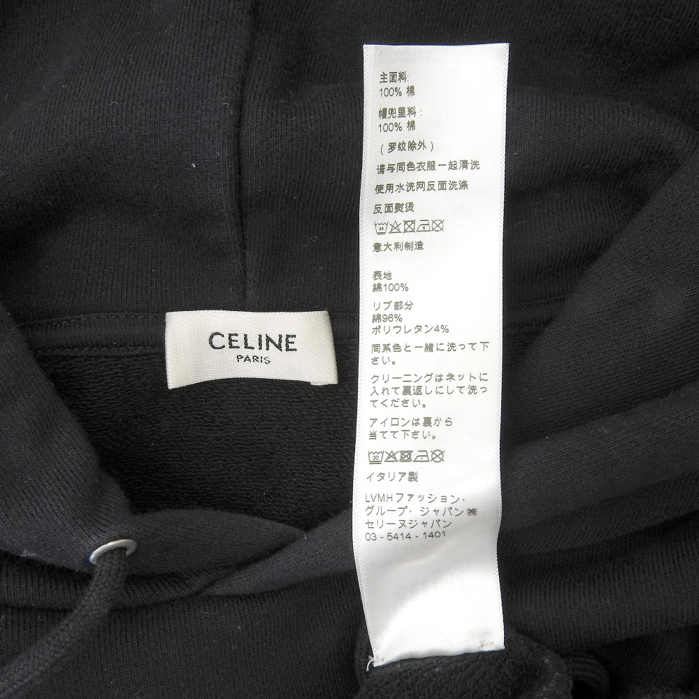 CELINE セリーヌ コットン ロゴプルオーバー パーカ トップス メンズ 黒 ブラック XS 2Y321670Q トップス XS