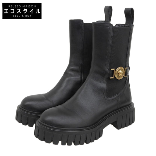 Versace ヴェルサーチ 美品 アリア メデューサ チェルシーブーツ レディース ブラック 37 シューズ 37