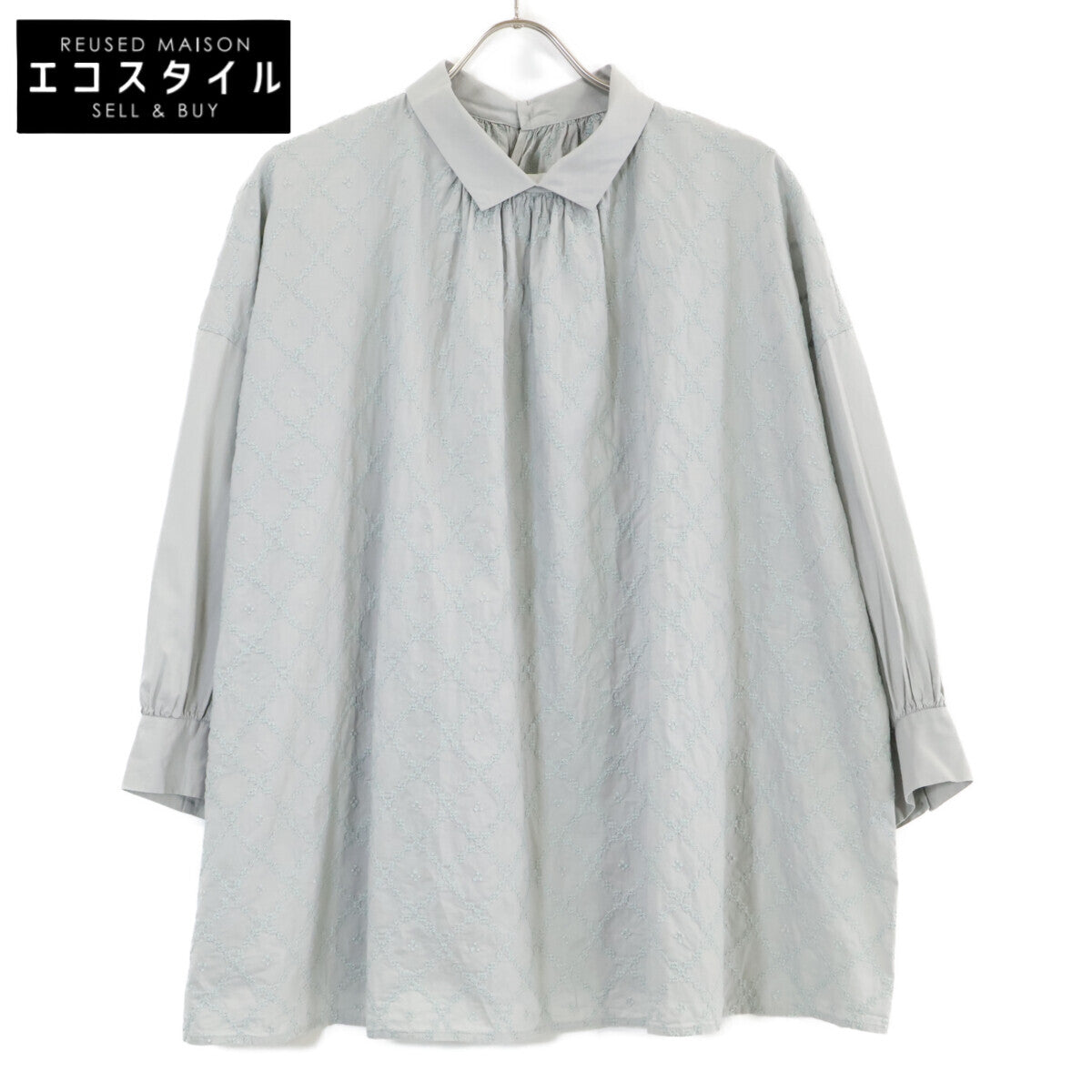 utilite ユティリテ UT111LS45 ｸﾞﾘｰﾝ系 ﾌﾟﾙｵｰﾊﾞｰ衿付きﾌﾞﾗｳｽ トップス 表記なし