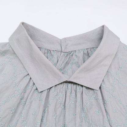 utilite ユティリテ UT111LS45 ｸﾞﾘｰﾝ系 ﾌﾟﾙｵｰﾊﾞｰ衿付きﾌﾞﾗｳｽ トップス 表記なし