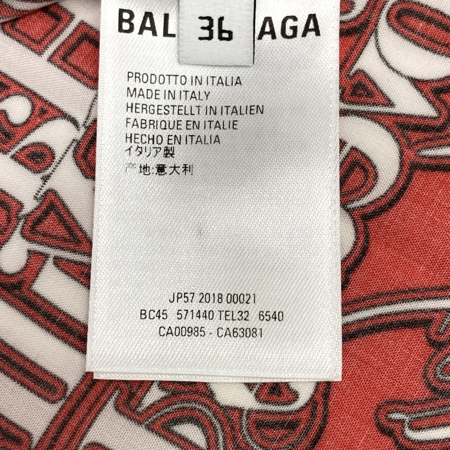 BALENCIAGA バレンシアガ 571440 ﾚｯﾄﾞ 18SS Love Short Sleeves Shirt トップス 36