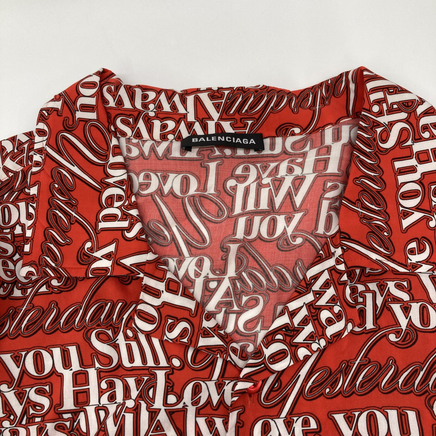 BALENCIAGA バレンシアガ 571440 ﾚｯﾄﾞ 18SS Love Short Sleeves Shirt トップス 36