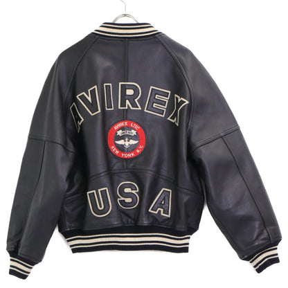 AVIREX アヴィレックス ﾌﾞﾗｯｸ 8462 JRC35AC 2 ｵｰﾙﾚｻﾞｰ ﾌﾗｲﾄｼﾞｬｹｯﾄ ジャケット S