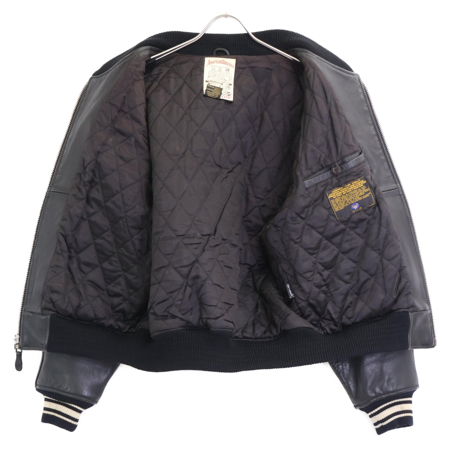 AVIREX アヴィレックス ﾌﾞﾗｯｸ 8462 JRC35AC 2 ｵｰﾙﾚｻﾞｰ ﾌﾗｲﾄｼﾞｬｹｯﾄ ジャケット S