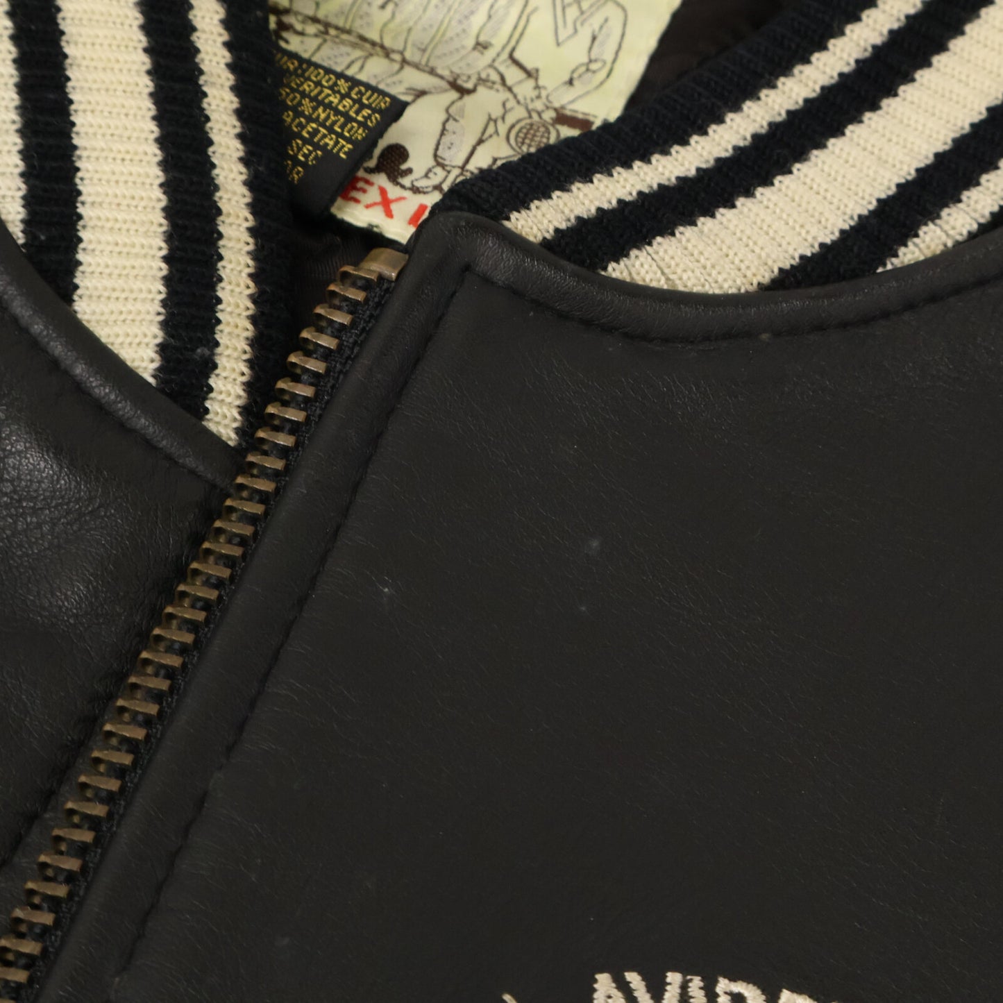 AVIREX アヴィレックス ﾌﾞﾗｯｸ 8462 JRC35AC 2 ｵｰﾙﾚｻﾞｰ ﾌﾗｲﾄｼﾞｬｹｯﾄ ジャケット S