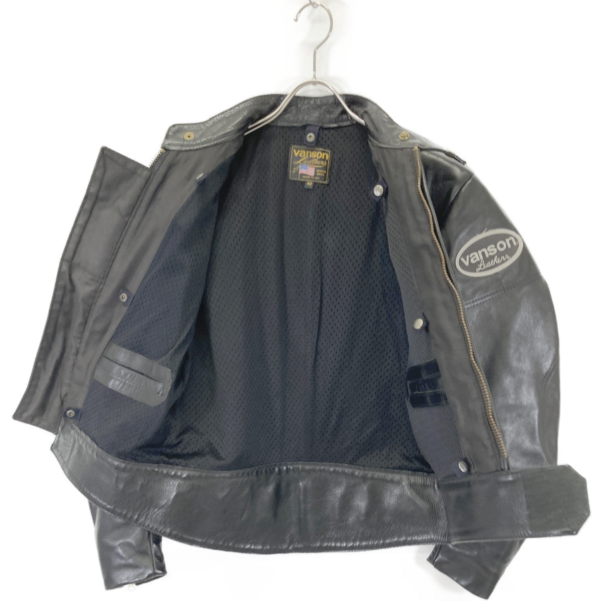 VANSON バンソン ﾌﾞﾗｯｸ MANX ｼﾝｸﾞﾙ ﾗｲﾀﾞｰｽｼﾞｬｹｯﾄ ジャケット 42