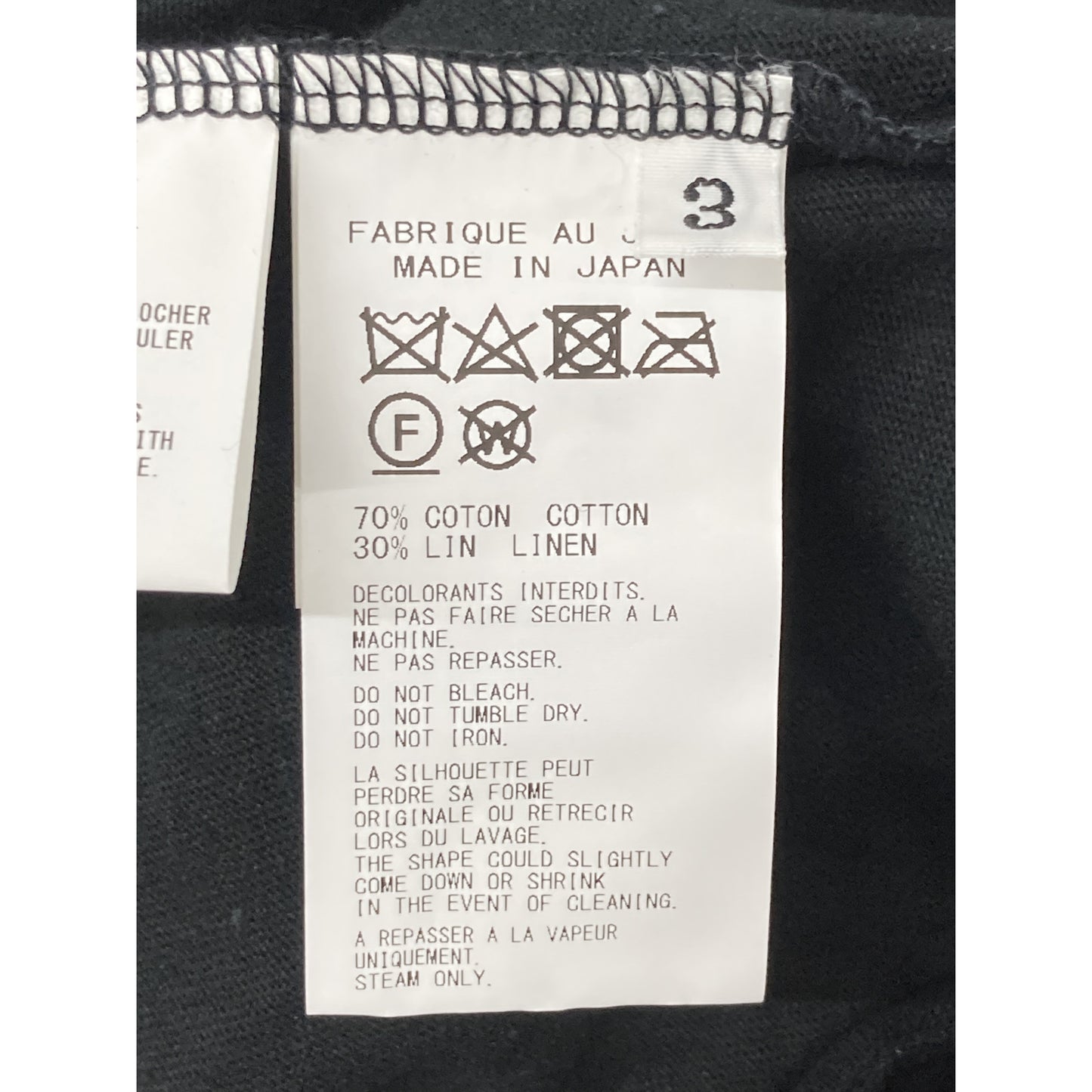 Yohji Yamamoto POUR HOMME ヨウジヤマモトプールオム 【24SS】HS-T73-382 Binding Raglan Asymmetry T-Shirt リネン混 アシメントリー ロングTシャツ/ トップス 3