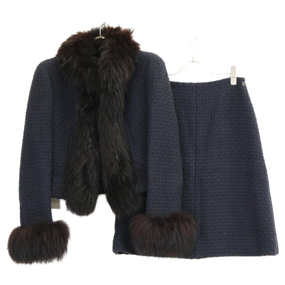 CHANEL シャネル 00A P16217V08854 トリミングフォックスファー ツイード ジャケット＆スカート スーツ セットアップ 40/40