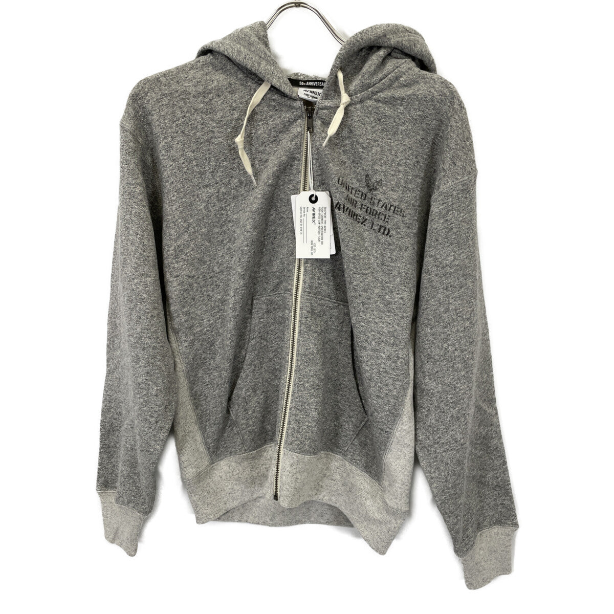 AVIREX アヴィレックス 25AW 783-5231008 ｸﾞﾚｰ ｳﾞｨﾝﾃｰｼﾞ ｼﾞｯﾌﾟｱｯﾌﾟ ﾌｰﾃﾞｨ トップス M