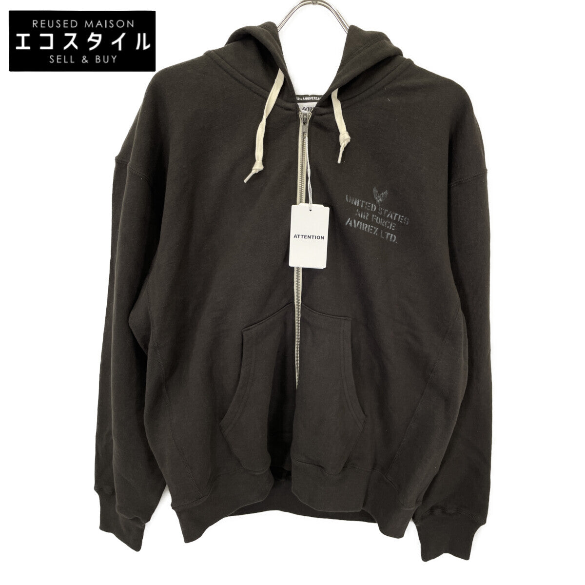 AVIREX アヴィレックス 25AW 783-5231008 ﾌﾞﾗｯｸ ｳﾞｨﾝﾃｰｼﾞ ｼﾞｯﾌﾟｱｯﾌﾟ ﾌｰﾃﾞｨ トップス XL