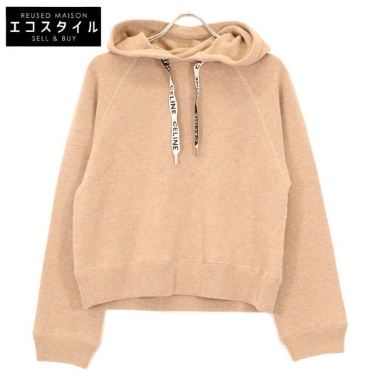 CELINE セリーヌ 2A20Z402P ｳｰﾙ×ｷｬﾒﾙ ﾌｰﾄﾞ付きﾆｯﾄﾊﾟｰｶｰ トップス M