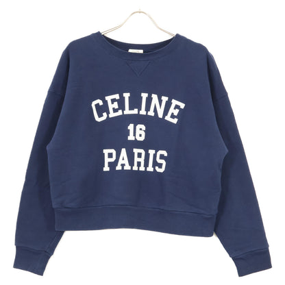 CELINE セリーヌ 2Y09E649W ﾈｲﾋﾞｰ ｸﾗｯｸ加工 ｽｳｪｯﾄﾛｺﾞﾄﾚｰﾅ トップス L