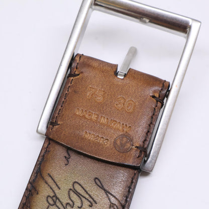 berluti ベルルッティ 【新品同様】クラシック リバーシブル ヴェネチア カーフレザー スクリット パティーヌ ベルト 75 30