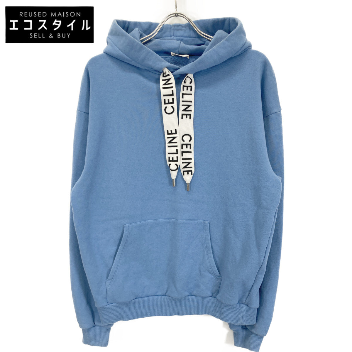 CELINE セリーヌ 2Y468670Q ﾌﾞﾙｰ ﾙｰｽﾞ ﾌｰﾃﾞｨｰ トップス M