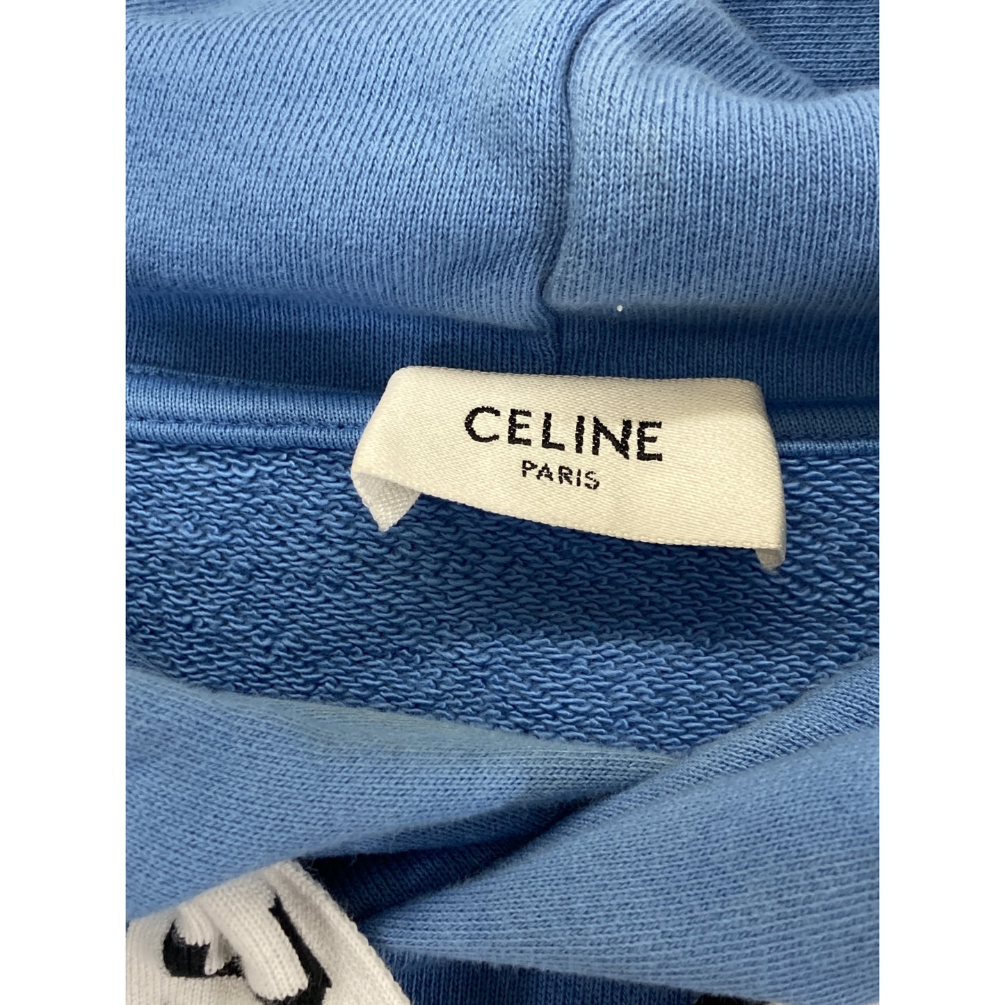 CELINE セリーヌ 2Y468670Q ﾌﾞﾙｰ ﾙｰｽﾞ ﾌｰﾃﾞｨｰ トップス M